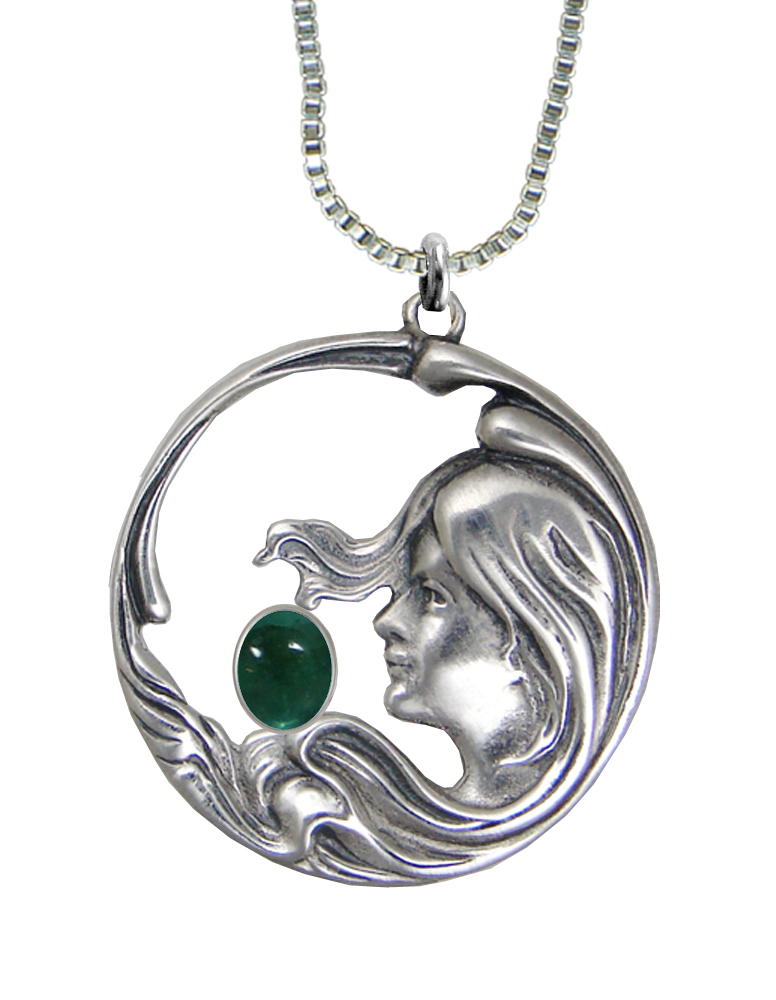 Sterling Silver Woman Maiden of the Wind Pendant With Fluorite